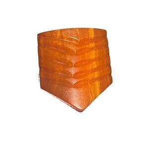 Vintage Orange Amber Deep Carved Leaf Pattern Bakelite Single Dress Shoe Clip